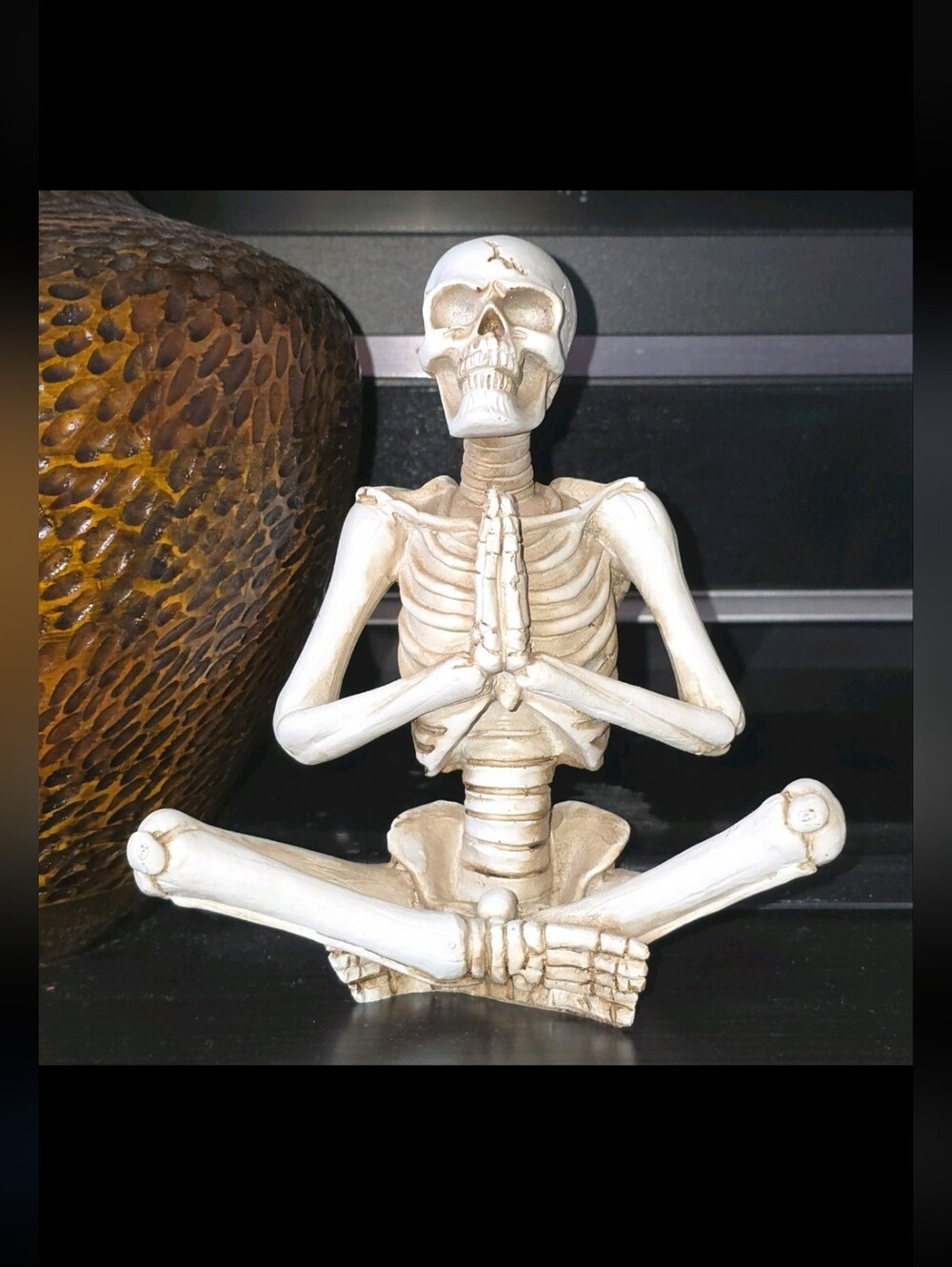 NAMASTE YOGA SKELETON FIGURINE STATUE HALLOWEEN TABLE TOP DECOR